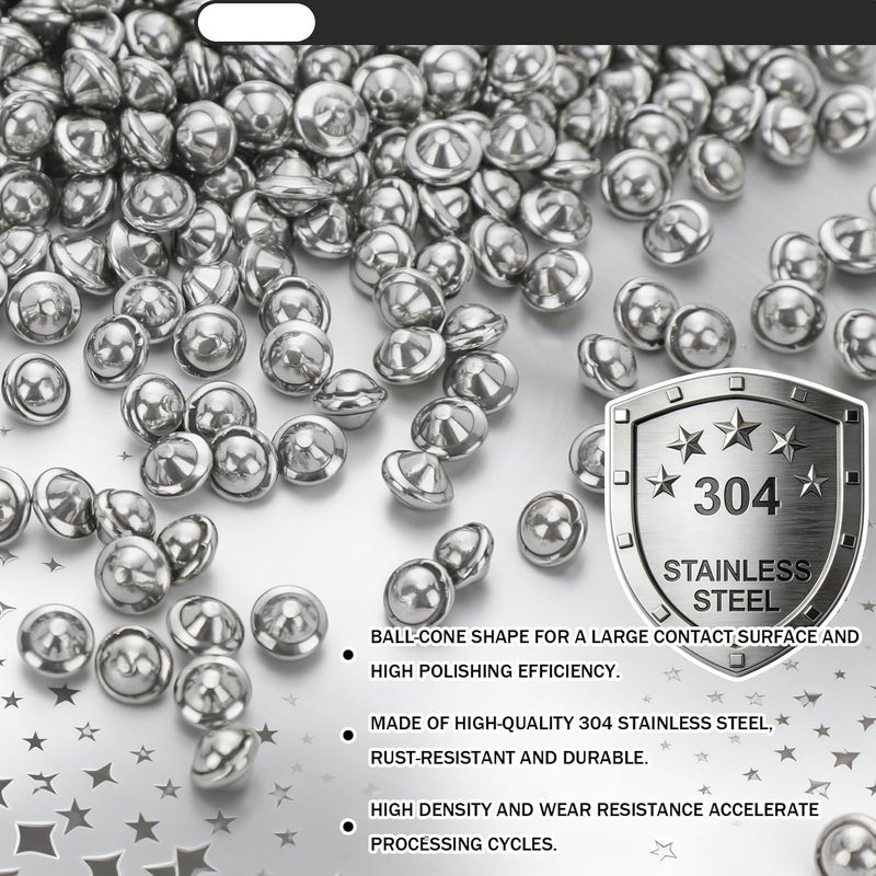 PullCrease 2 lb 1/8" 304 Stainless Steel Tumbling Media Ballcone Shot Jewelry Tumbler Finishing, Anti-Rust, Jewelry Making, Polishing, Metal Finishing in Rotary and Vibratory Tumblers - Image 3